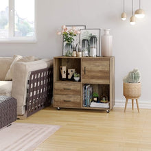 Load image into Gallery viewer, Elegant Wooden File Cabinet, Lateral Filing Cabinet Printer Stand W Wheels, 2 Drawers, Storage Shelves, Door Cabinet for Home, Office