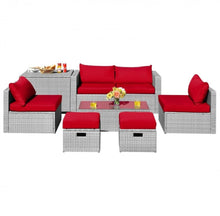 Load image into Gallery viewer, Elegant 8 Piece Patio Furniture Rattan Set With Storage Waterproof Cover & Cushions