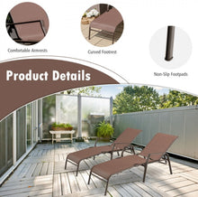 Load image into Gallery viewer, Heavy Duty Foldable 2-Piece Patio Folding Chaise Lounge Chair Set With Adjustable Back | Each Chair Holds 330lbs | Rip Resistant | Waterproof