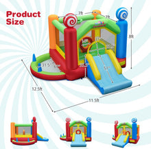 Load image into Gallery viewer, Super Cool Inflatable Kids Candy Land Theme Bouncy House Castle | 735W Blower | Jumping Area | Slide | Balls | Ball Pit | Basketball