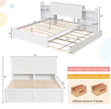 Load image into Gallery viewer, Elegant & Modern Very Comfortable Full Or Twin Kids, Children Wooden Platform Bed With Trundle Storage | Headboard | Bookshelf