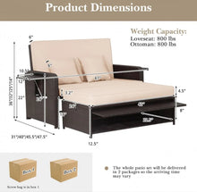 Load image into Gallery viewer, Elegant 4-Level Patio Rattan Daybed | Adjustable Backrest | Rectangle Side Tray | Outdoor Sectional | Double Sofa With Side Table | Space Saving