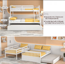 Load image into Gallery viewer, Very Cool Modern & Elegant Twin Over Convertible Bunk Bed With Twin Trundle | Guard Rails | Ladder | Rolling Wheels