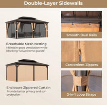 Load image into Gallery viewer, Very Classy Heavy Duty 12’ by 20’ Double-Roof Hardtop Patio Gazebo With Galvanized Steel Roof | All Season | Sun Protection | Water Resistant | Water Gutters