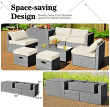 Load image into Gallery viewer, Elegant 8 Piece Patio Furniture Rattan Set With Storage Waterproof Cover & Cushions