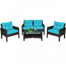 Load image into Gallery viewer, Elegant 4-Piece Patio Conversation Set Outdoor Rattan Wicker Furniture With Comfy Cushions | Easy Assembly | Heavy Duty