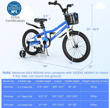 Load image into Gallery viewer, Very Cool 18β Kids Pedal Bicycle W Kickstand, Coaster Brake Ages 4-8 | Bell | Adjustable Seat | Easy Assembly | Removable Training Wheels | Anti-Slip Tires