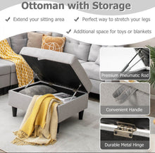 Load image into Gallery viewer, Gorgeous Heavy Duty Relaxing L-Shaped Sectional Corner Sofa Couch Set With Storage Ottoman | Wide Armrest | Thick Cushions | Tufted Design