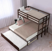 Load image into Gallery viewer, Heavy Duty Modern 4-in-1 Design Twin Pull-Out Bunk Bed With Trundle Wooden Ladder | High Guardrail | Sturdy Bed Board