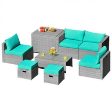 Load image into Gallery viewer, Elegant 8 Piece Patio Furniture Rattan Set With Storage Waterproof Cover & Cushions