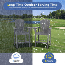 Load image into Gallery viewer, Heavy Duty Comfortable 2 Piece HDPE Tall Patio Adirondack Chair With Middle Connecting Tray | Umbrella Hole | Barstools | Easy Assembly | Waterproof