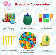 Load image into Gallery viewer, Super Cool Inflatable Kids Candy Land Theme Bouncy House Castle | 735W Blower | Jumping Area | Slide | Balls | Ball Pit | Basketball