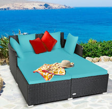 Load image into Gallery viewer, Very Relaxing XXL Spacious Outdoor Rattan Patio Day Bed | Upholstered Extremely Comfortable Cushions, Pillows | Sectional Furniture Set