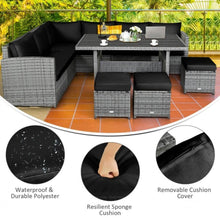 Load image into Gallery viewer, Very Relaxing Heavy Duty 7-Piece Cushiony Outdoor Furniture Wicker Sectional Sofa Patio Set With Dining Table