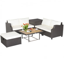 Load image into Gallery viewer, Super Relaxing Heavy Duty 7-Piece Hand Woven Wicker Patio Outdoor Furniture Set Elegant Acacia Wood Coffee Table
