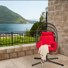 Load image into Gallery viewer, 2025 Hanging Super Duty Foldable Egg Swing Patio Chair With Stand & Cushion Pillow | Swing Hammock | Holds 265lbs | Indoor / Outdoors