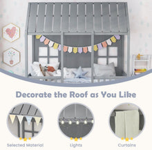 Load image into Gallery viewer, Very Adorable Elegant Twin Size Kids Bed Frame House Bed With Trundle, 82 inch Tall Roof | Heavy Duty | Space Saving