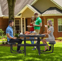 Load image into Gallery viewer, Heavy Duty 8-Person Outdoor Dining Set Picnic Table, 45 Inch Patio Table & Bench | Rust, Water Resistant With Umbrella Hole