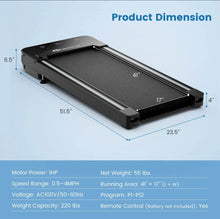 Load image into Gallery viewer, Heavy Duty Powerful Under Desk Walking Treadmill Pad Treadmill With Touch LED Display | Anti Slip | Widened Running Belt | Holds 220lbs