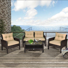 Load image into Gallery viewer, Elegant 4-Piece Patio Conversation Set Outdoor Rattan Wicker Furniture With Comfy Cushions | Easy Assembly | Heavy Duty