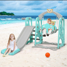 Load image into Gallery viewer, Adorable Cute Toddler Teddy Bear Playground Set With Slide | Swing | Wall Climbing | Ladder | Basketball Net | Indoor | Outdoor