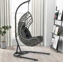 Load image into Gallery viewer, Relaxing Heavy Duty Egg Patio Chair With Stand PE Rattan Swing Hammock Chair With Soft Pillow, Cushion | Holds 350lbs
