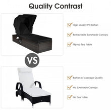 Load image into Gallery viewer, Very Relaxing Heavy Duty Adjustable Outdoor Patio Chaise Cushioned Lounge Chair With Folding Canopy | High Quality | PE Rattan