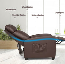 Load image into Gallery viewer, Heavy Duty Comfortable Massage Recliner Chair Wingback Single Chair With Side Pocket, Remote | 8 Massage Modes