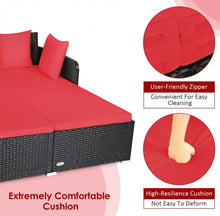 Load image into Gallery viewer, Very Relaxing XXL Spacious Outdoor Rattan Patio Day Bed | Upholstered Extremely Comfortable Cushions, Pillows | Sectional Furniture Set