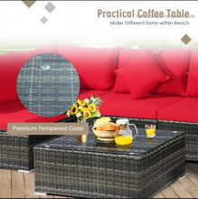 Load image into Gallery viewer, Super Elegant & Relaxing 7 Piece Patio Furniture Rattan Set With Sectional Sofa | Cushions