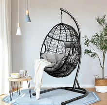 Load image into Gallery viewer, Outdoor / Indoor Patio Egg Swing Chair W/ Stand, Cushion, Pole, Basket - Heavy Duty Chair | Very Comfy Cushions | Hammock | Comes In 2 Colours | Holds 250lbs