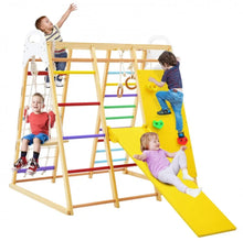 Load image into Gallery viewer, Super Cool Wooden 8-in-1 Kids Jungle Gym Playground | Monkey Bars | Climbing | Ladder | Swing | Rings | Slide | Holds 530lbs | Playground