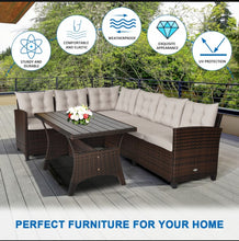 Load image into Gallery viewer, Elegant Comfortable Heavy Duty 3-Piece Hand-Woven Rattan, Wicker Outdoor Patio Sofa Furniture Set With Dining Table