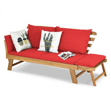Load image into Gallery viewer, Very Relaxing 3 Adjustable Positions Outdoor Patio, Indoor Convertible Heavy Duty Sofa Couch With Thick Cushions | Acacia Wood