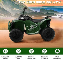 Load image into Gallery viewer, Super Fun 2025 Kids 12V Ride On Car, ATV 1 Seater | Ages 3-8 | Horn | Lights | Music | 4 Wheeler | Upgraded 4 Wheeler