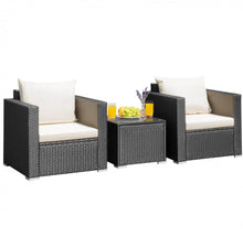 Load image into Gallery viewer, Heavy Duty Steel Frame Modern Beautiful 3-Piece Patio Furniture Wicker Rattan Conversation, Relaxing Set With Thick Comfy Cushions, 5 Colours