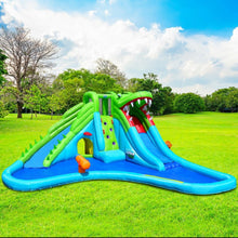 Load image into Gallery viewer, Super Fun Giant Crocodile Bouncy House Water Park With Water Slide | Climbing Wall | 7-in-1 | Splash Pool | Hours Of Fun All Summer Long | W 780W Blower