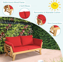 Load image into Gallery viewer, Very Relaxing 3 Adjustable Positions Outdoor Patio, Indoor Convertible Heavy Duty Sofa Couch With Thick Cushions | Acacia Wood