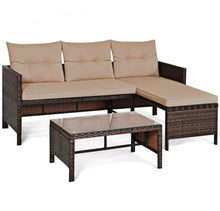 Load image into Gallery viewer, Super Duty Comfortable 3 Piece Outdoor Patio Corner Rattan Sofa Couch Set | Easy To Clean | Water Resistant