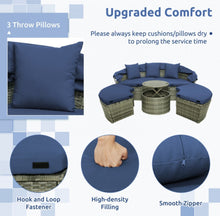 Load image into Gallery viewer, Very Relaxing Upgraded Heavy Duty Outdoor Patio Wicker Round Daybed With Retractable Canopy With Comfortable Upgraded Cushions
