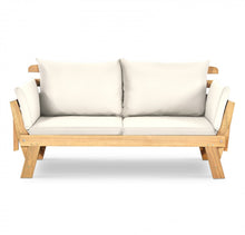 Load image into Gallery viewer, Very Relaxing 3 Adjustable Positions Outdoor Patio, Indoor Convertible Heavy Duty Sofa Couch With Thick Cushions | Acacia Wood