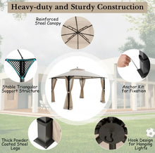 Load image into Gallery viewer, Elegant Heavy Duty Sturdy Design 12x10 FT Outdoor Double Top Patio Gazebo With Netting | Double Vented Roof | Sun-Proof & Waterproof Design
