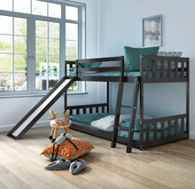 Load image into Gallery viewer, Very Elegant Heavy Duty Natural Pine Wood Twin Over Twin Bunk Bed Wooden Low Bed With Side Ladder For Children | Cool Slide