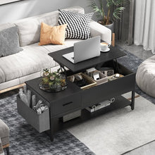Load image into Gallery viewer, Elegant Lift Top Coffee Table with Storage Drawer, Hidden Compartment, Side Pouch for Home, Living Room | Heavy Duty (Black)