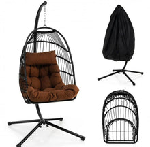 Load image into Gallery viewer, 2025 Heavy Duty Patio Hanging Egg Chair With Stand | Soft Cushion | Headrest Pillow | Waterproof Cover | Folding Basket | Water Resistant | Holds 330lbs
