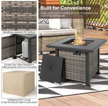 Load image into Gallery viewer, Classy & Elegant 9 Piece Wicker Outdoor Patio Furniture Set With 32 Inch Propane Fire Pit Table | Storage | Cover | Comfy Seating | High Quality | PE Rattan