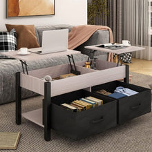 Load image into Gallery viewer, Elegant 2-Way Lift Top Coffee Table, Rustic Wood with Hidden Compartments, 2 Fabric Storage Baskets for Home, Living Room | Heavy Duty (Grey)