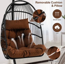 Load image into Gallery viewer, 2025 Heavy Duty Patio Hanging Egg Chair With Stand | Soft Cushion | Headrest Pillow | Waterproof Cover | Folding Basket | Water Resistant | Holds 330lbs