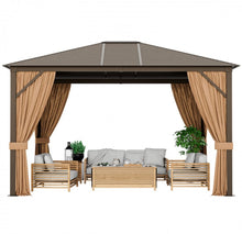 Load image into Gallery viewer, Super Duty Elegant Patio Outdoor Hardtop Gazebo Canopy With Galvanized Steel Top & Netting 12x10ft | 8.5ft High | All Season | Brown