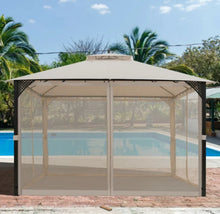 Load image into Gallery viewer, Elegant Heavy Duty Sturdy Design 12x10 FT Outdoor Double Top Patio Gazebo With Netting | Double Vented Roof | Sun-Proof & Waterproof Design